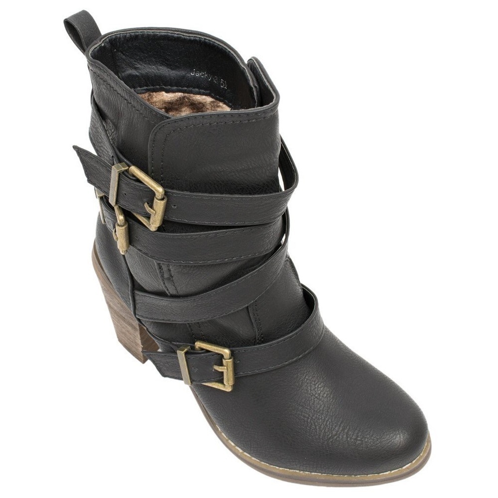 Focus Stylish Black 3-Strap & Buckle Overlay
